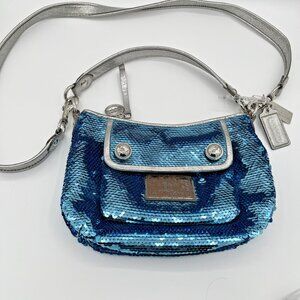 RARE Coach Poppy Turquoise Sequin Spotlight 2-Way Shoulder‎ Bag Handbag